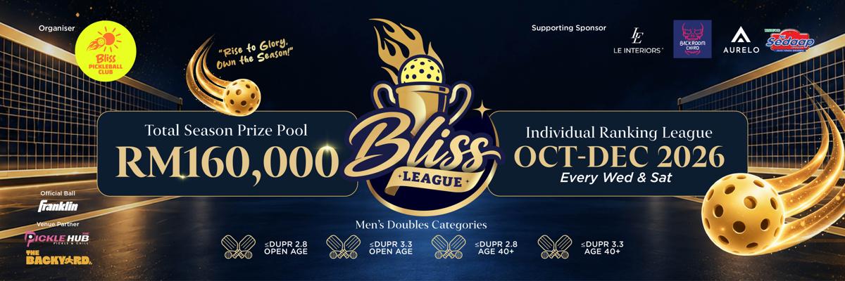BLISS LEAGUE 2026 | Men's Doubles ≤2.8 | ≤3.3 | 40+ ≤2.8 | 40+ ≤3.3 | Podium Restriction