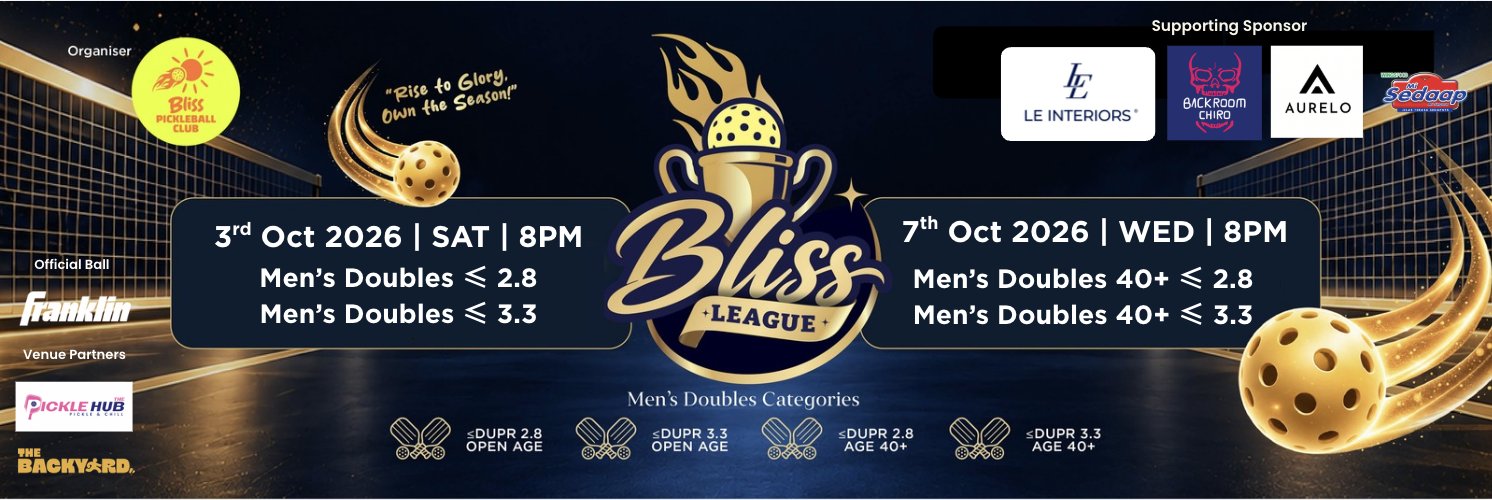 🏆 BLISS LEAGUE 🏆 Men's Doubles ≤2.8 | MD ≤3.3 | MD 40+ ≤2.8 | MD 40+ ≤3.3 (1)