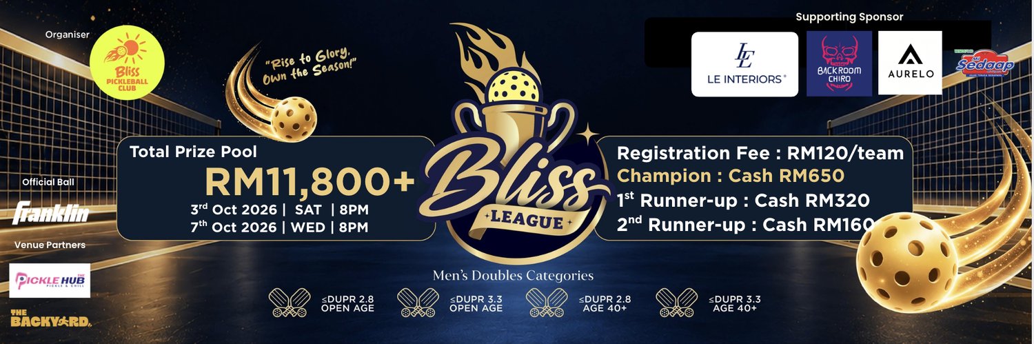🏆 BLISS LEAGUE 🏆 Men's Doubles ≤2.8 | MD ≤3.3 | MD 40+ ≤2.8 | MD 40+ ≤3.3 (1)