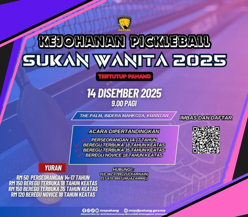 KEJOHANAN PICKLEBALL SUKAN WANITA 2025 - TERTUTUP PAHANG  logo