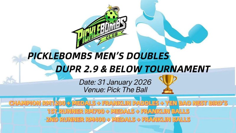 PickleBombs Men's Double DUPR 2.9 & Below Tournament logo