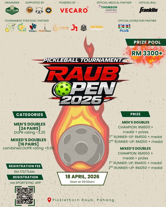 PICKLEBALL TOURNAMENT RAUB OPEN 2026 
